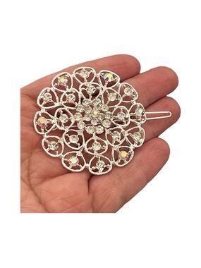 Silver Crystal Floral Hair Clip - Women Jewelry3,0” FINAL PRICE DROP